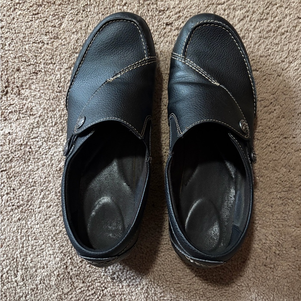 Clarks Black Leather Flats